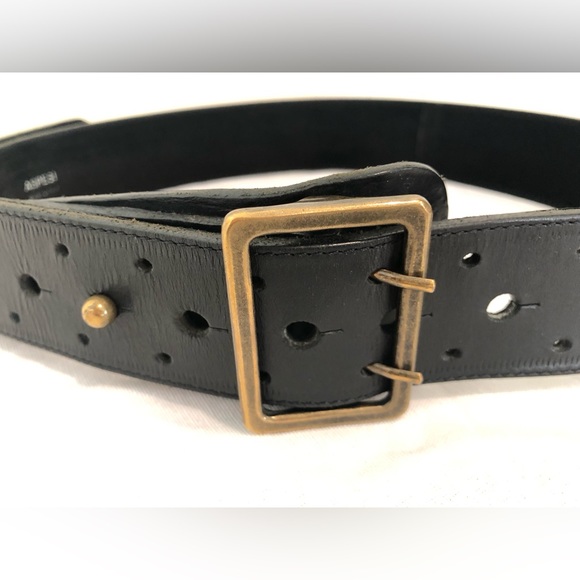 Aspesi Black Leather Belt One Size Made In Italy Accessory Brass Buckle XS S M L - Picture 6 of 8